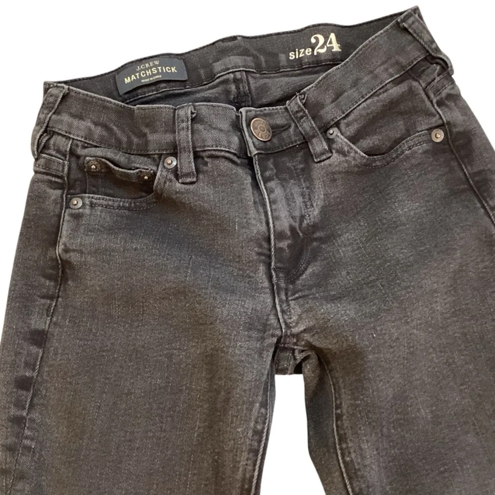J. Crew Washed Black Low Rise‎ Matchstick Skinny Jeans, Size 24